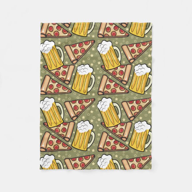 Couverture Polaire Motif graphique de bière et de pizza (Devant)