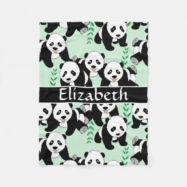 Couverture Polaire Motif graphique d'ours panda à personnaliser (Devant)