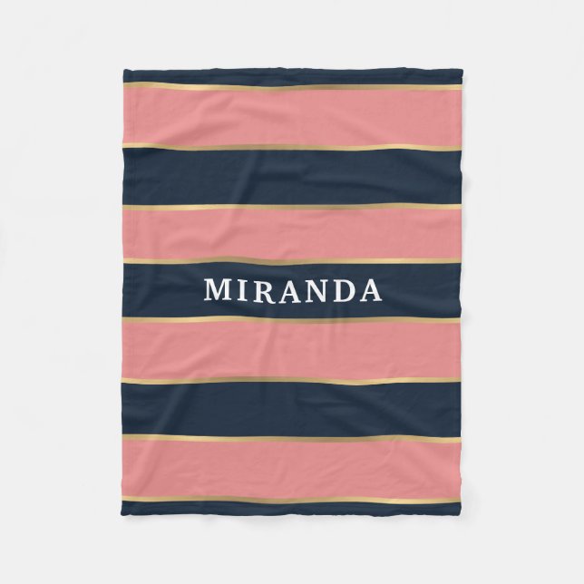 Couverture Polaire Motif Gras Rose Bleu Gold (Devant)