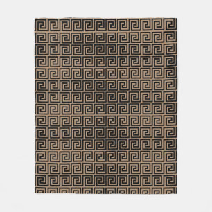 Couverture Polaire Motif grec élégant noir et beige