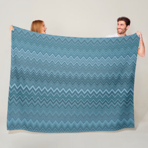 Couverture Polaire Motif gris bleu Zigzag Wavy