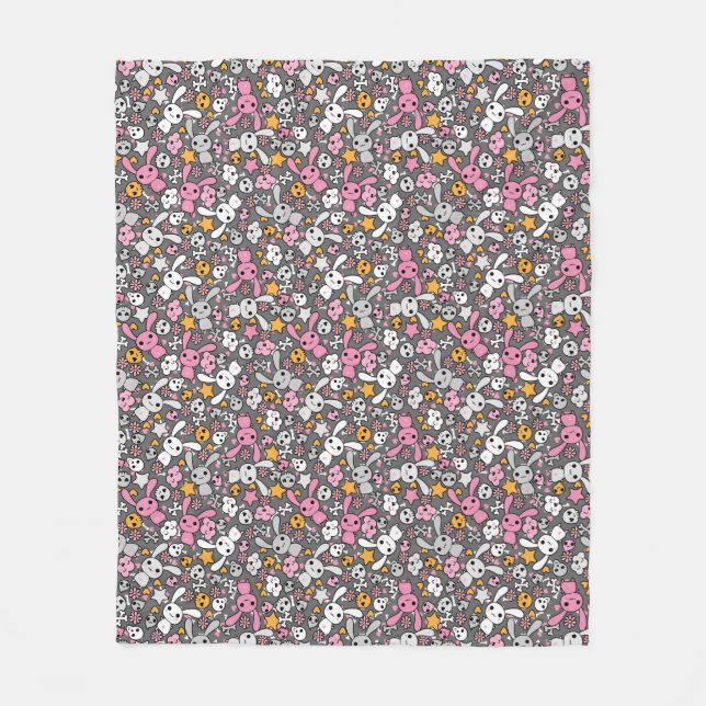 Couverture Polaire motif gris de kawaii (Devant)