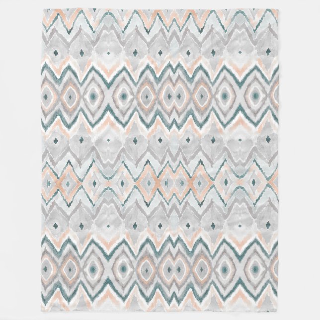 Couverture Polaire Motif gris pâle de lavage d'aquarelle de pêche (Devant)