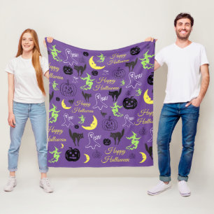 Couverture Polaire Motif Halloween Violet