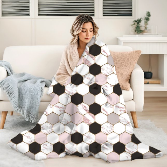 Couverture Polaire Motif Hexagon de marbre géométrique moderne (Créateur téléchargé)