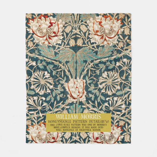 Couverture Polaire Motif Honeysuckle - Design de William Morris (Devant)