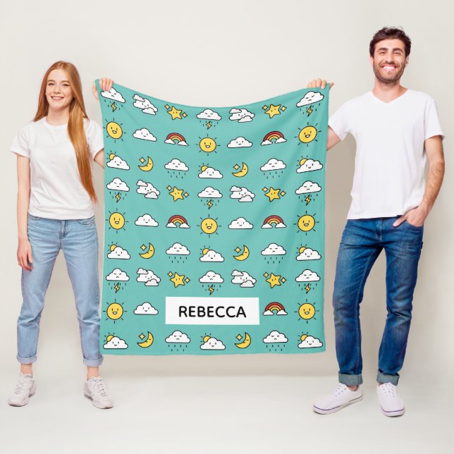 Couverture Polaire Motif Icône Météo Cute Gaie Personnalisé (En situation)