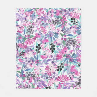 Couverture Polaire Motif incomparable de fleurs et de baies violettes
