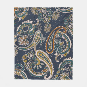 Couverture Polaire Motif indien traditionnel Paisley sur fond de terr