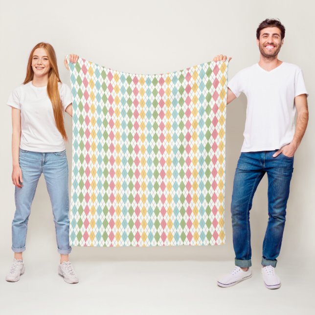 Couverture Polaire Motif Jacquard Pastel (En situation)