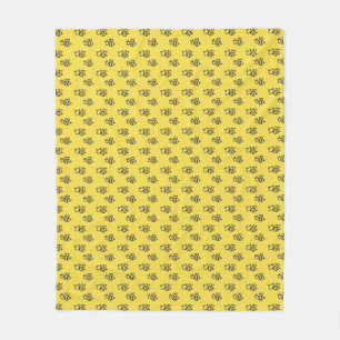 Couverture Polaire Motif jaune d'abeilles d'été
