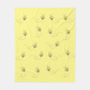Couverture Polaire Motif jaune mignon de l'abeille active