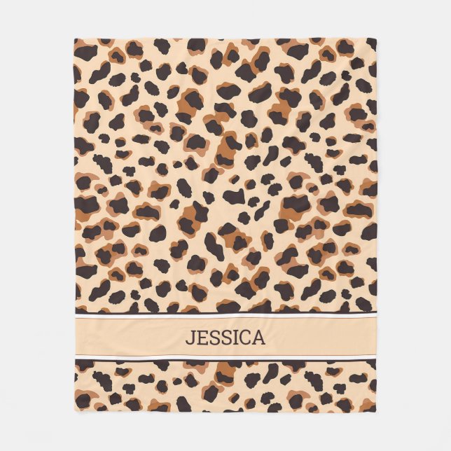 Couverture Polaire Motif Leopard personnalisé Brown Spot de chat sauv (Devant)