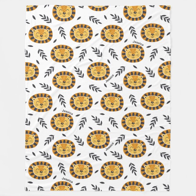 Couverture Polaire Motif Lion Jungle avec nom enfant (Devant)