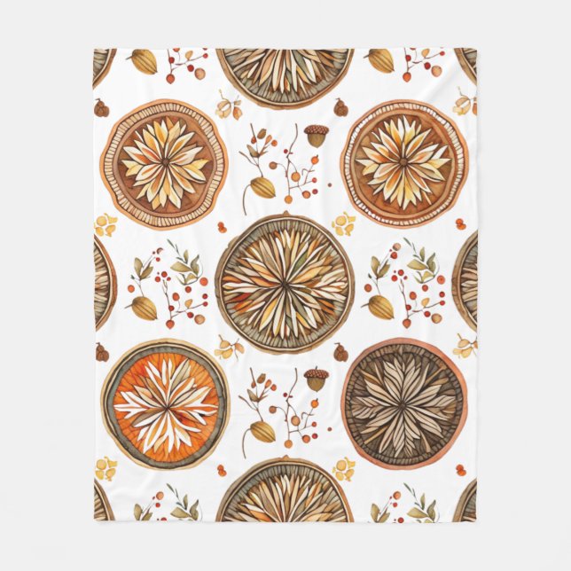 Couverture Polaire Motif Mandala d'automne (Devant)