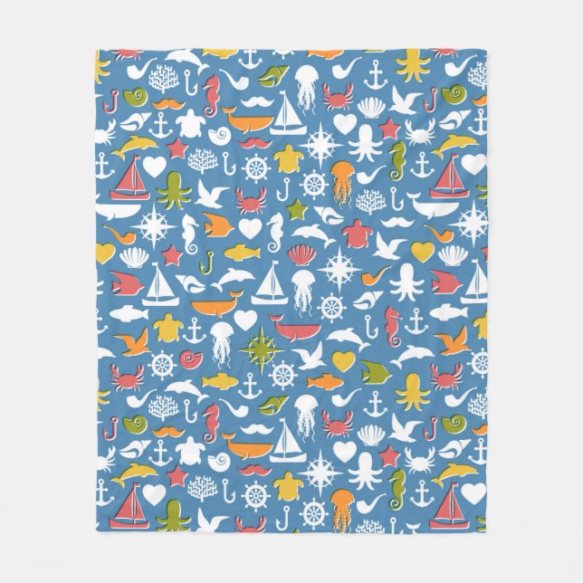 Couverture Polaire Motif marin de symboles (Devant)