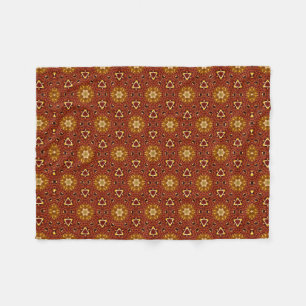 Couverture Polaire Motif Masala Jaune Brun Épicé