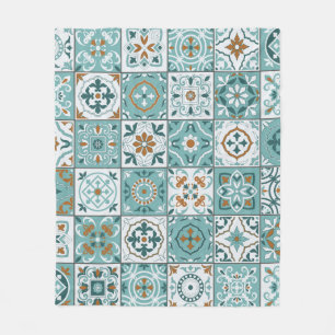 Couverture Polaire Motif méditerranéen continu de tuiles marocaines