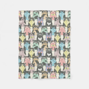 Couverture Polaire Motif mignon de chats de hippie