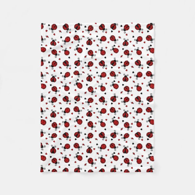 Couverture Polaire Motif mignon de coccinelle et de coeurs (Devant)