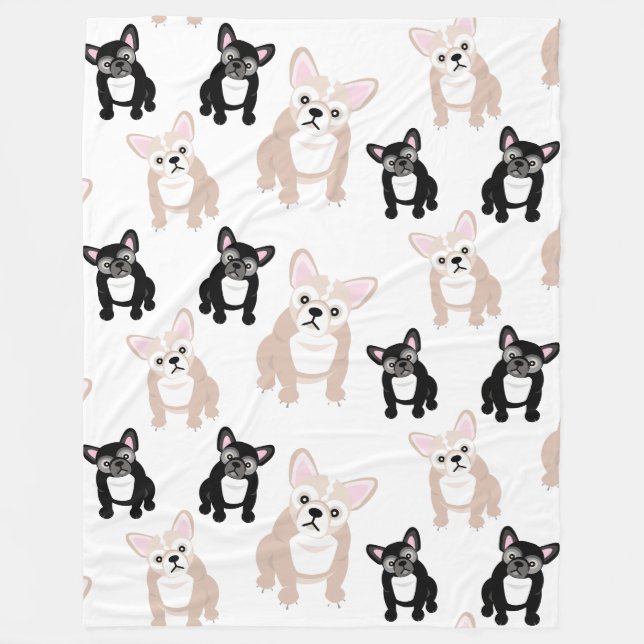Couverture Polaire Motif mignon de Français de bouledogue français (Devant)