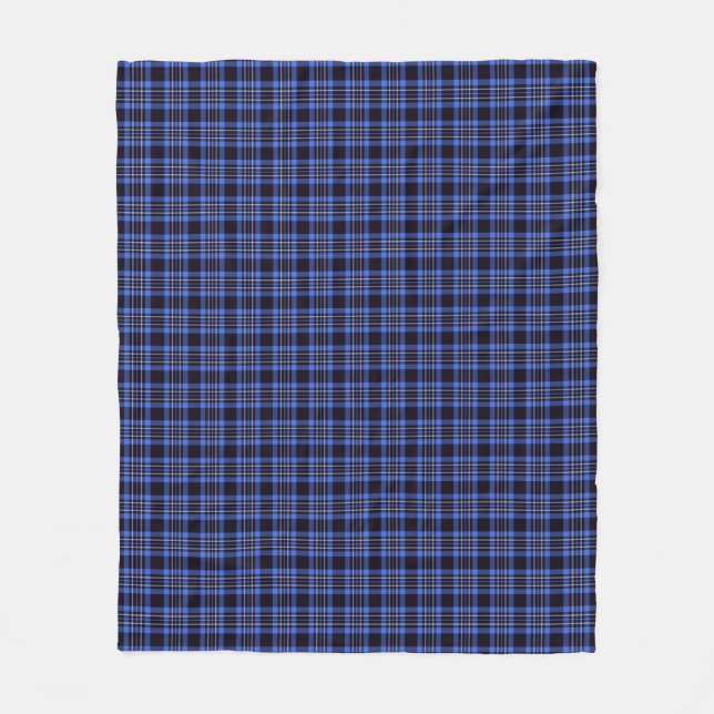 Couverture Polaire Motif moderne bleu noir Tartan Plaid (Devant)