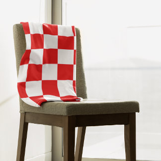 Couverture Polaire Motif moderne croate rouge Checker Blanche polaire