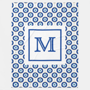 Couverture Polaire Motif Moderne de Mauvais Œil avec Monogramme Perso