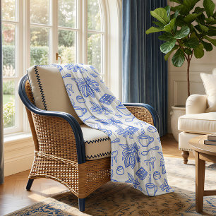 Couverture Polaire Motif Moderne de Toile Bleue Cacao et Chocolat