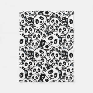 Couverture Polaire Motif moderne d'ours panda mignon en noir et blanc