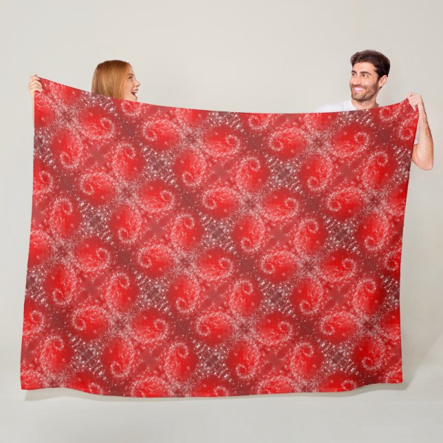 Couverture Polaire Motif moderne Red Snowflake (En situation)