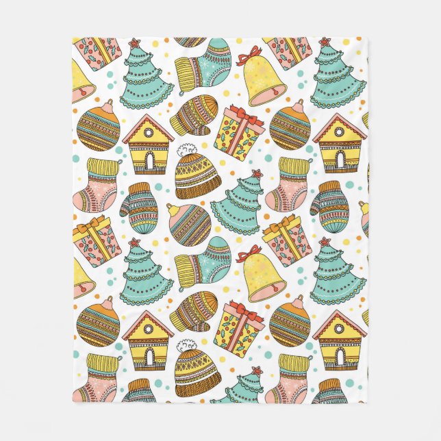 Couverture Polaire Motif moderne Whimsical de Noël Festif (Devant)