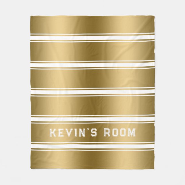 Couverture Polaire Motif moderne White & Gold Stripes (Devant)