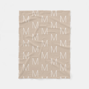 Couverture Polaire Motif monogramme initial personnalisé beige modern
