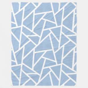 Couverture Polaire Motif mosaïque bleu clair et blanc