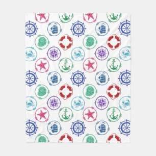 Couverture Polaire Motif nautique coloré