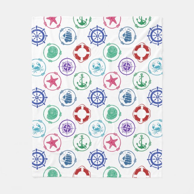 Couverture Polaire Motif nautique coloré (Devant)