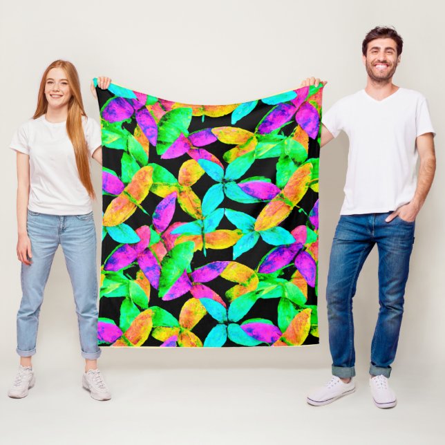 Couverture Polaire Motif Neonscape Leaf (En situation)