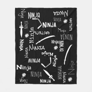 Couverture Polaire Motif Ninja noir blanc Katana personnalisable
