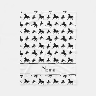 Couverture Polaire Motif noir blanc nommé personnalisé de chevaux