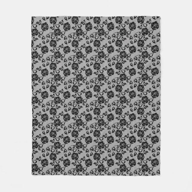 Couverture Polaire Motif noir de dentelle sur l'arrière - plan blanc (Devant)