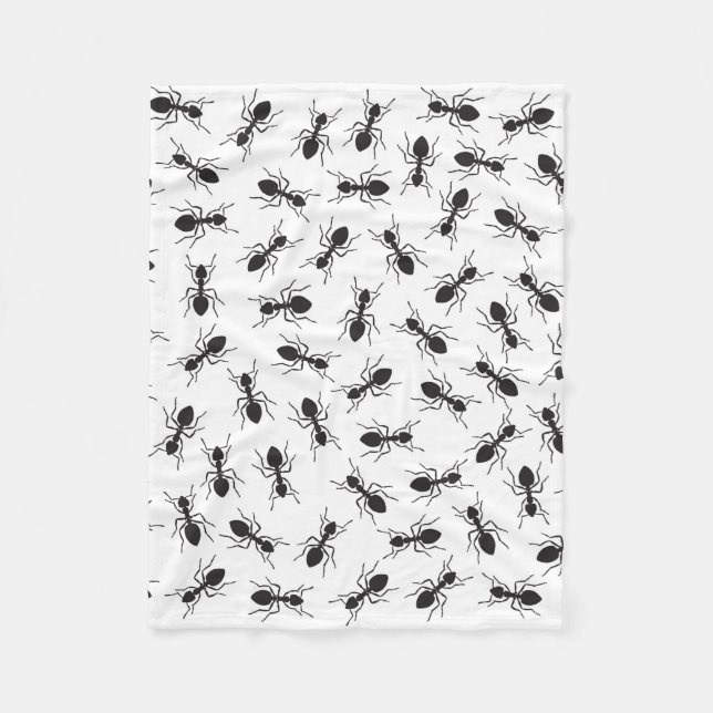 Couverture Polaire Motif noir drôle de fourmis (Devant)