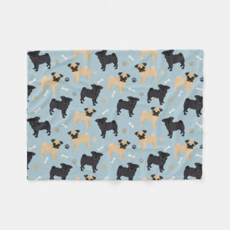 Couverture Polaire Motif noir et bronzage mignon de carlins