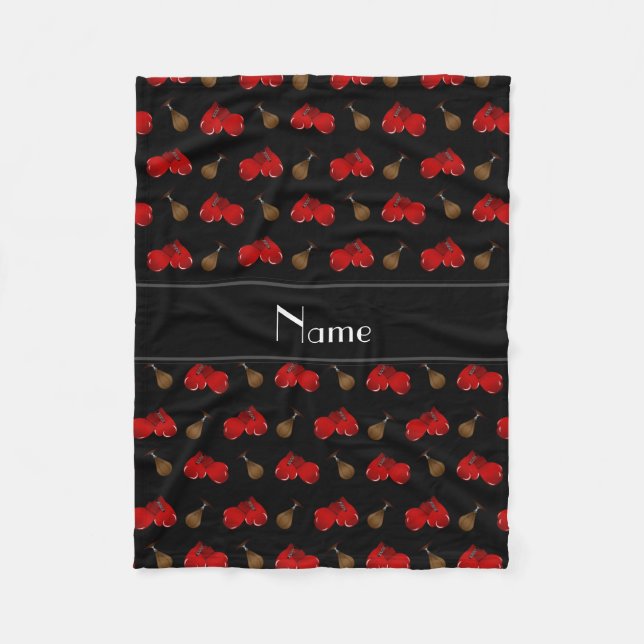 Couverture Polaire Motif noir nommé personnalisé de boxe (Devant)