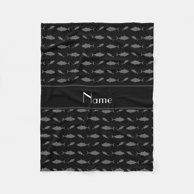 Couverture Polaire Motif noir nommé personnalisé de thon de thonine (Devant)
