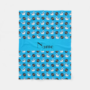 Couverture Polaire Motif nommé personnalisé de bowling de bleu de