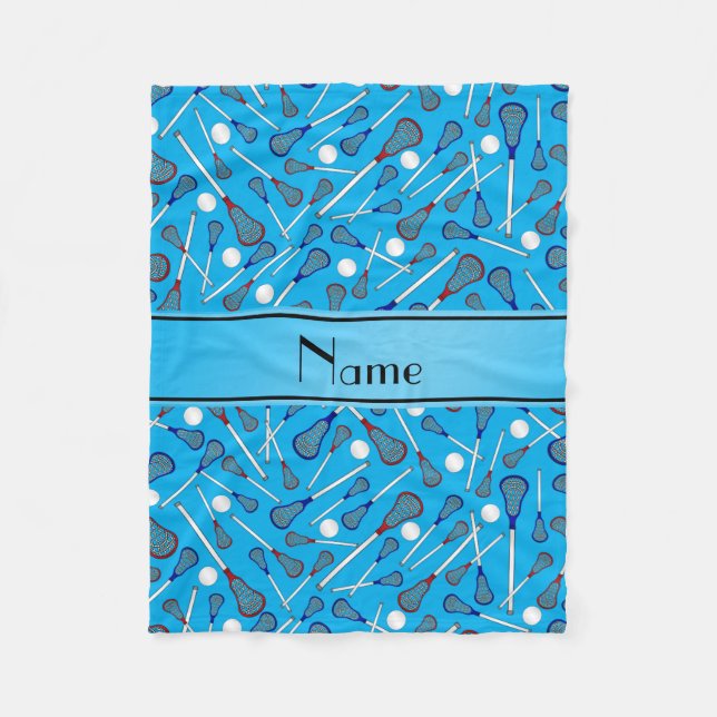 Couverture Polaire Motif nommé personnalisé de lacrosse de bleu de (Devant)