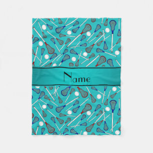 Couverture Polaire Motif nommé personnalisé de lacrosse de turquois