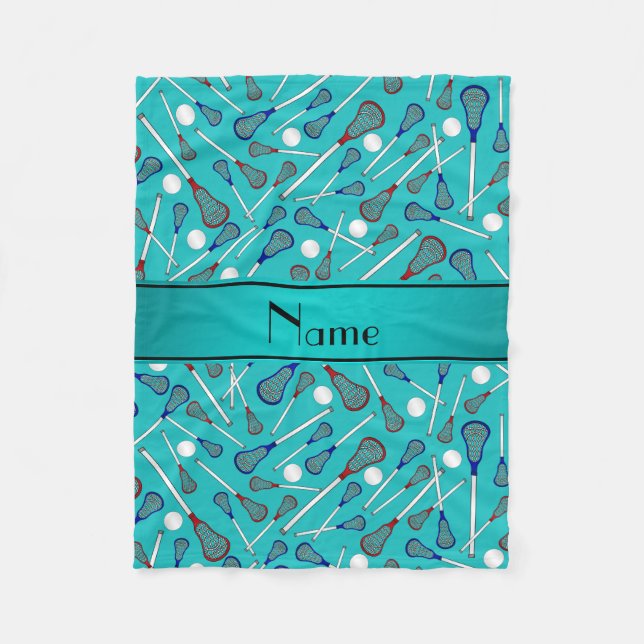 Couverture Polaire Motif nommé personnalisé de lacrosse de turquoise (Devant)