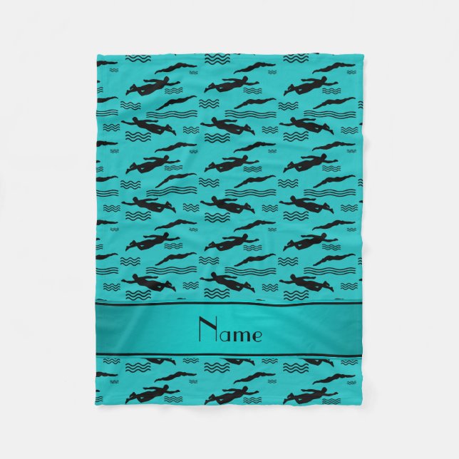 Couverture Polaire Motif nommé personnalisé de natation de turquoise (Devant)